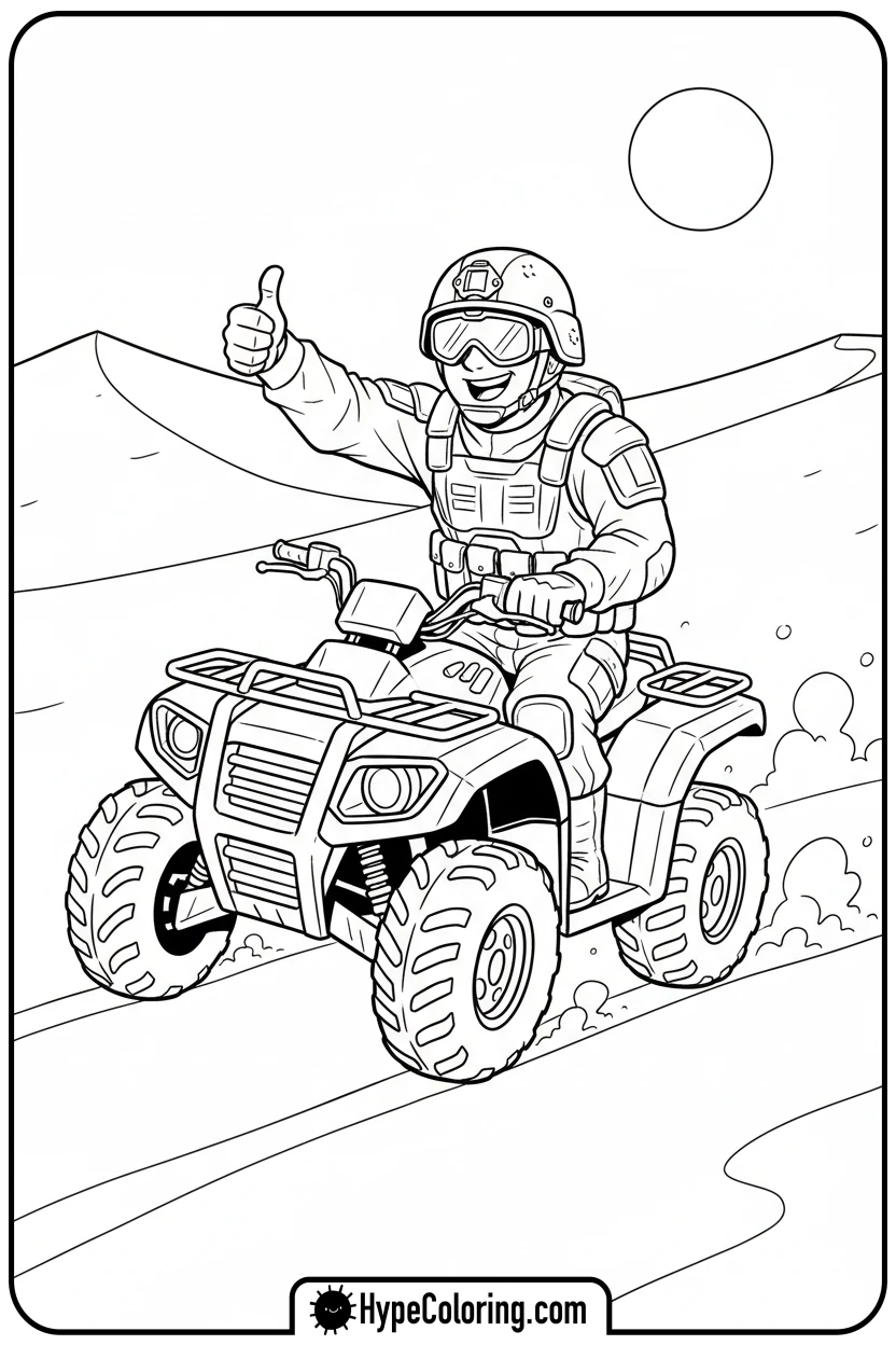 soldier-riding-quad-bike - call of duty coloring pages