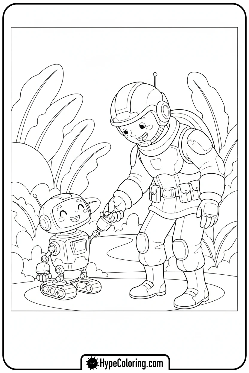 soldier-with-friendly-robot - call of duty coloring pages