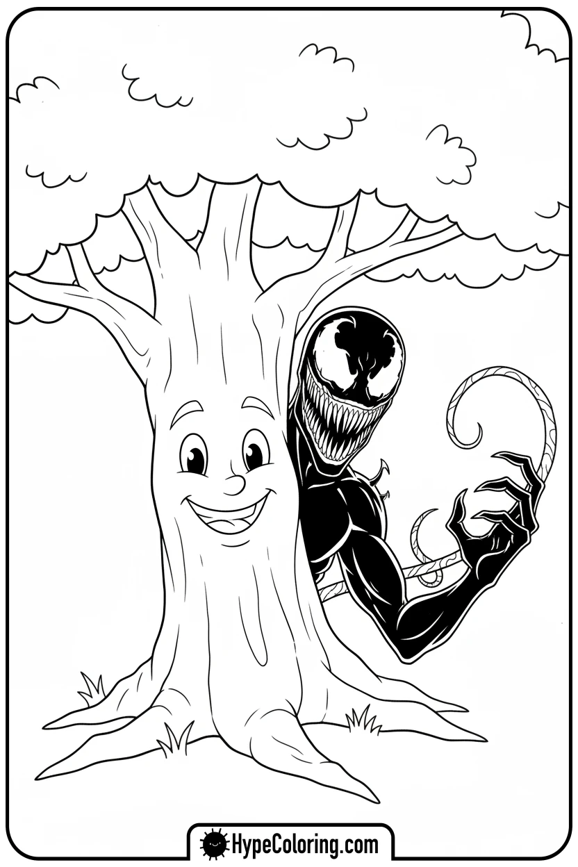 carnage-peeking-from-tree - carnage coloring pages