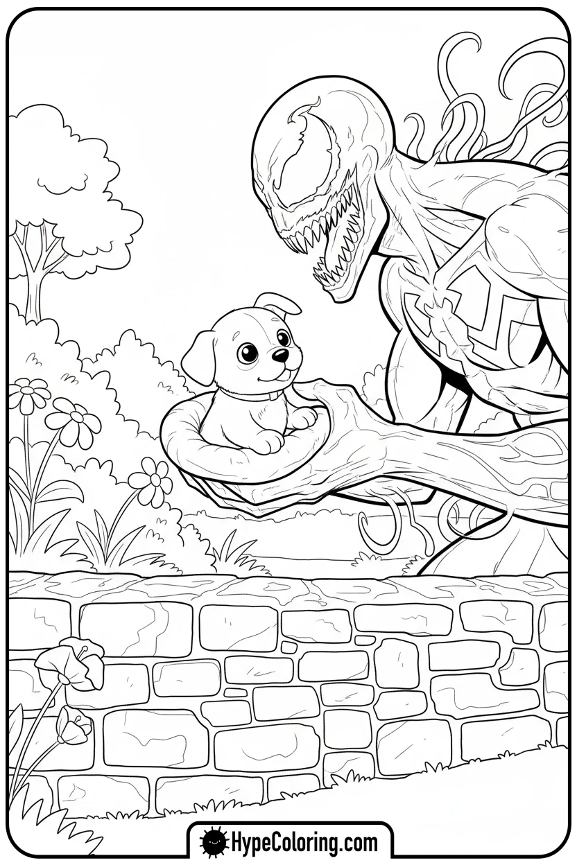 carnage-helping-puppy - carnage coloring pages