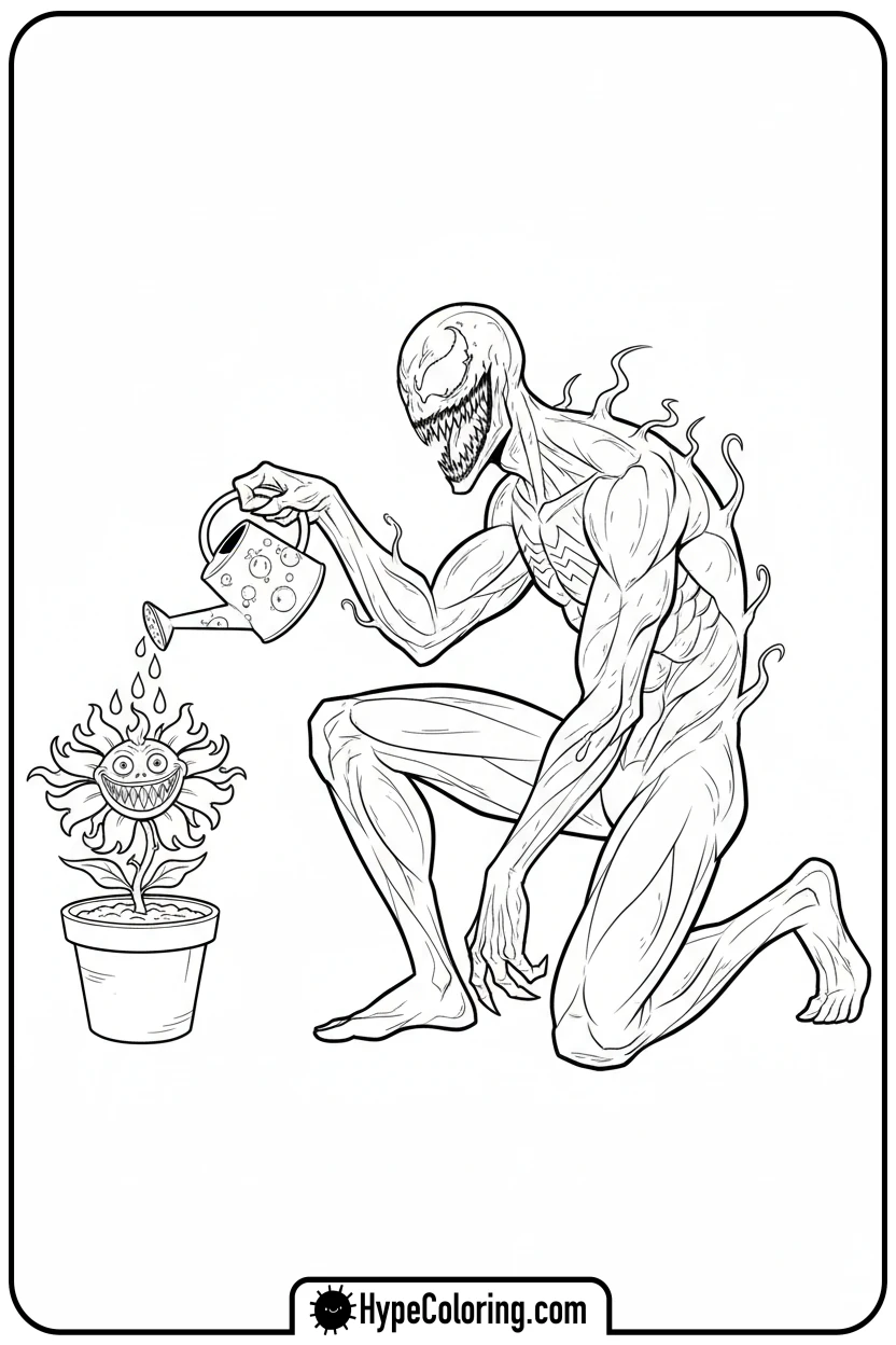 carnage-watering-plant - carnage coloring pages