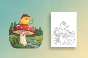 a-brave-explorer-chick-peering - chick coloring pages