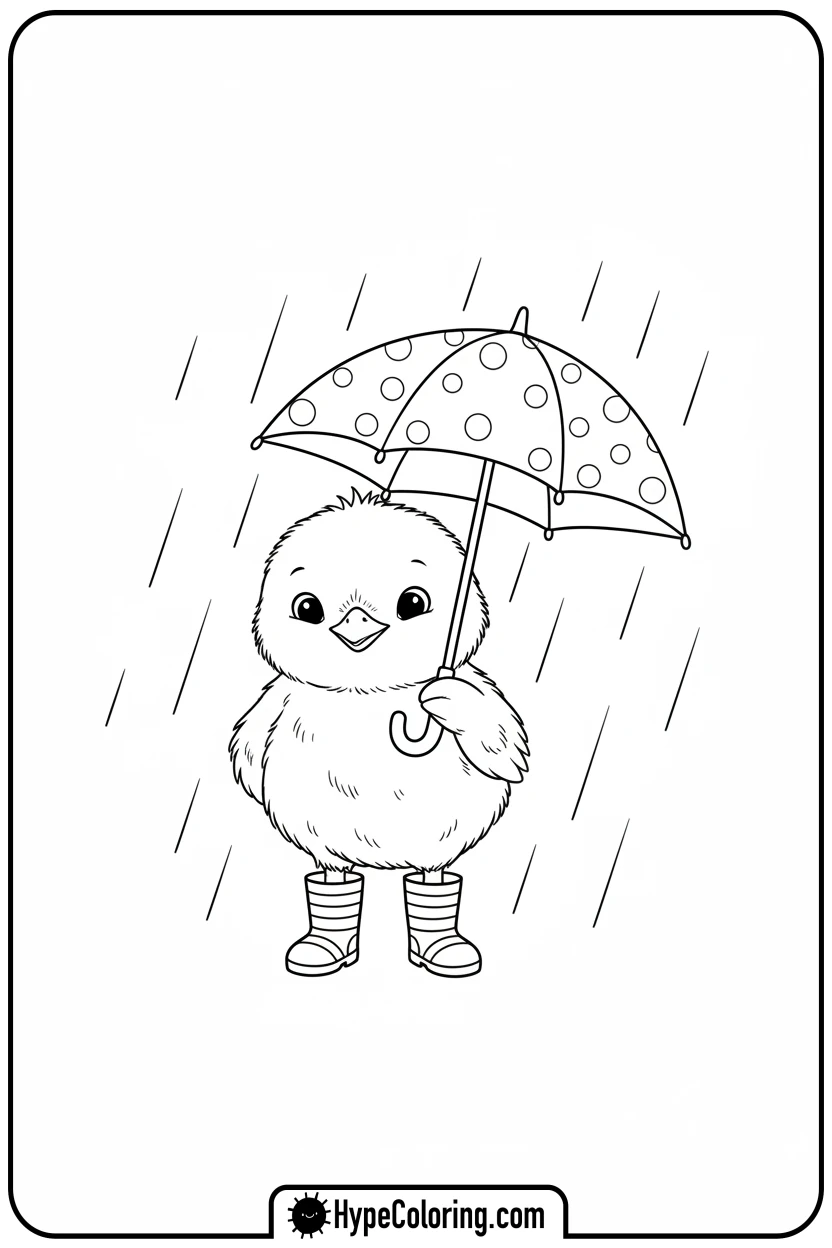chick-with-umbrella - chick coloring pages