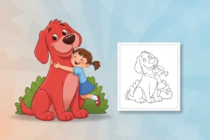 clifford-sitting-attentively-with-emily - clifford the red dog coloring pages