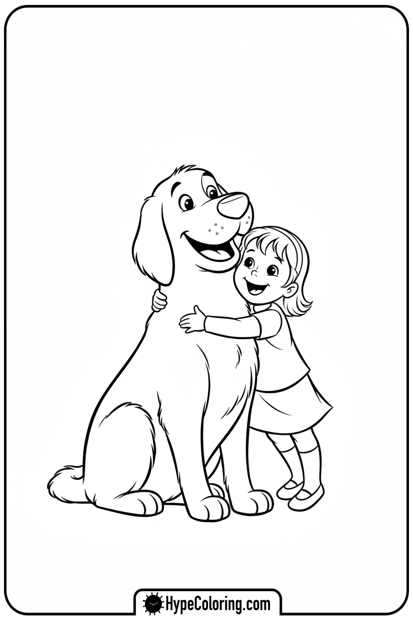 clifford-and-emily-elizabeth-hugging - clifford the red dog coloring pages
