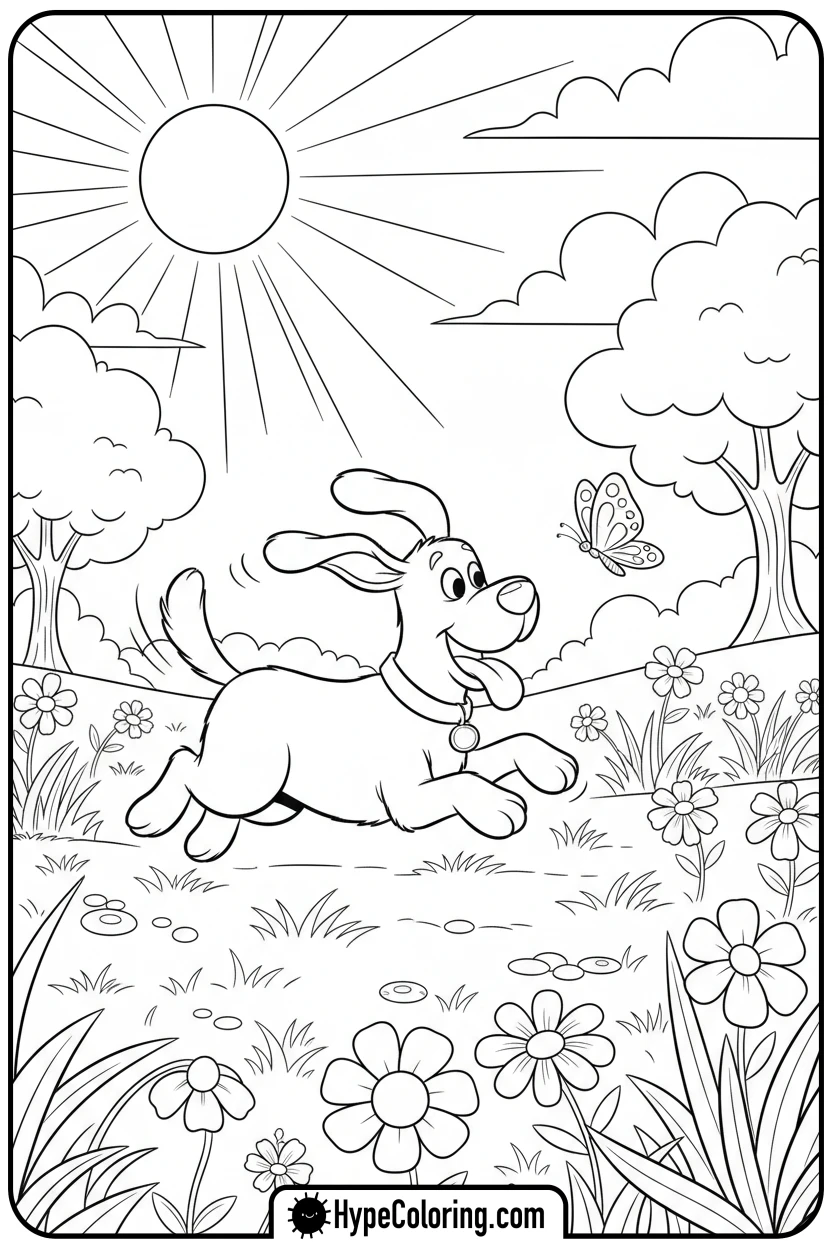 clifford-chasing-a-butterfly - clifford the red dog coloring pages