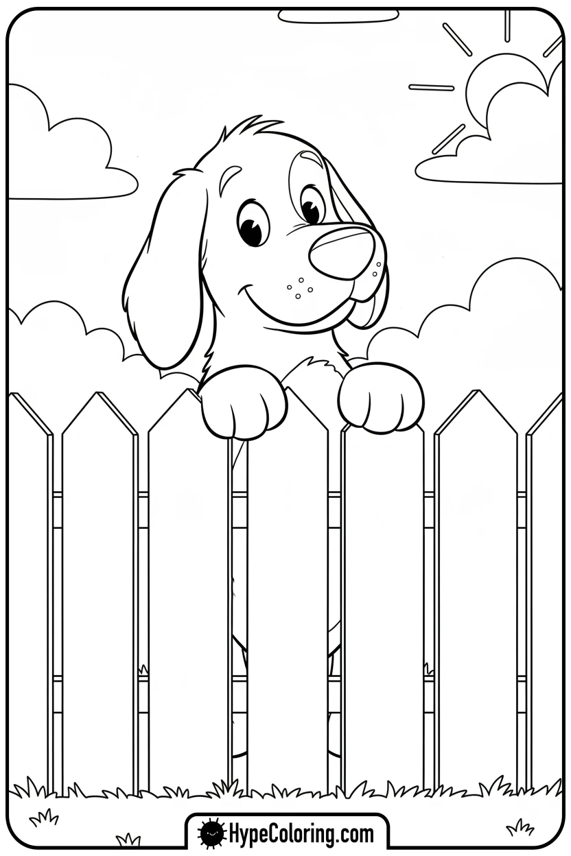 clifford-peeking-over-fence - clifford the red dog coloring pages