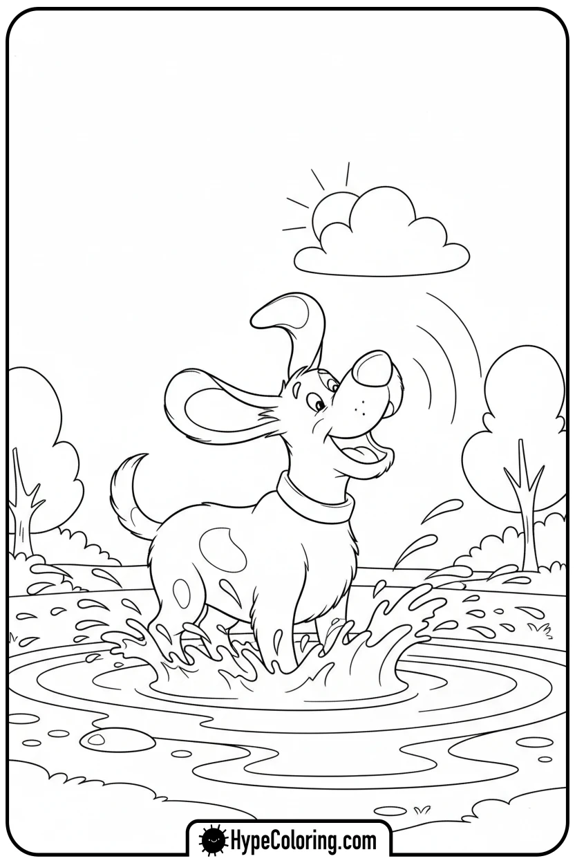 clifford-splashing-in-puddle - clifford the red dog coloring pages