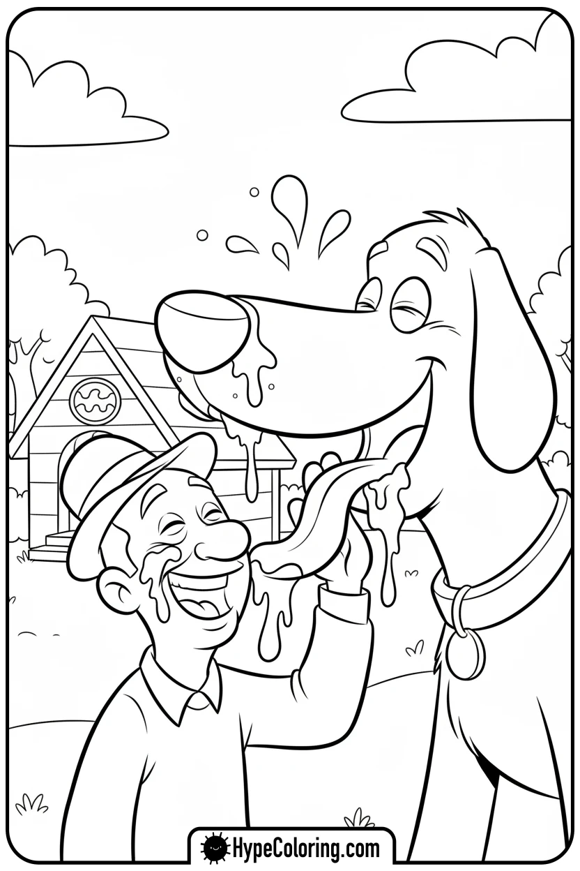 clifford-licking-mr-bleakman - clifford the red dog coloring pages
