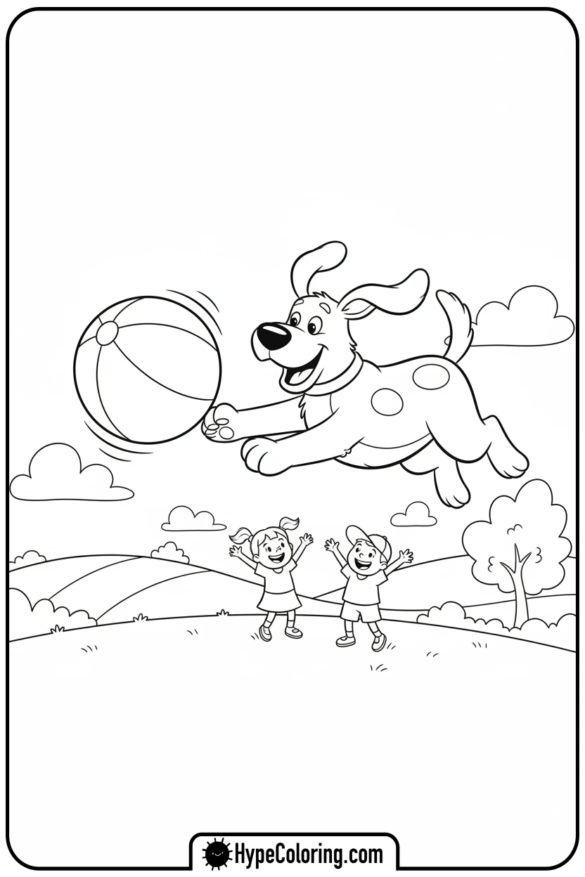 clifford-playing-fetch-with-ball - clifford the red dog coloring pages