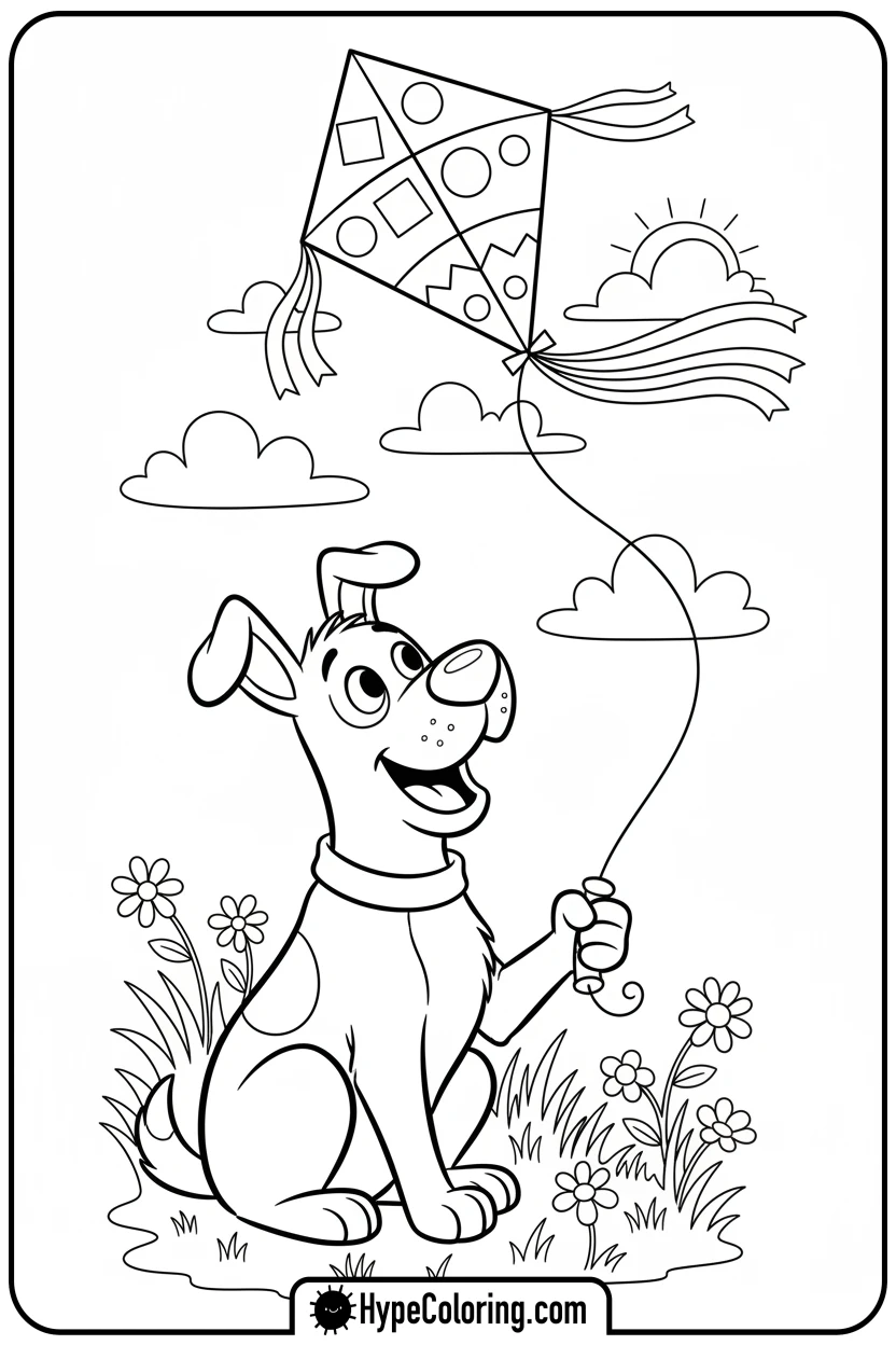 clifford-looking-at-a-kite - clifford the red dog coloring pages