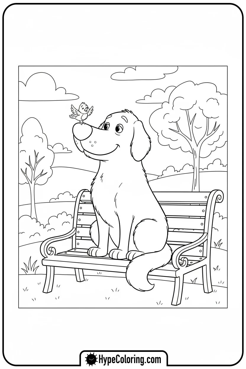 clifford-with-a-bird-on-his-nose - clifford the red dog coloring pages