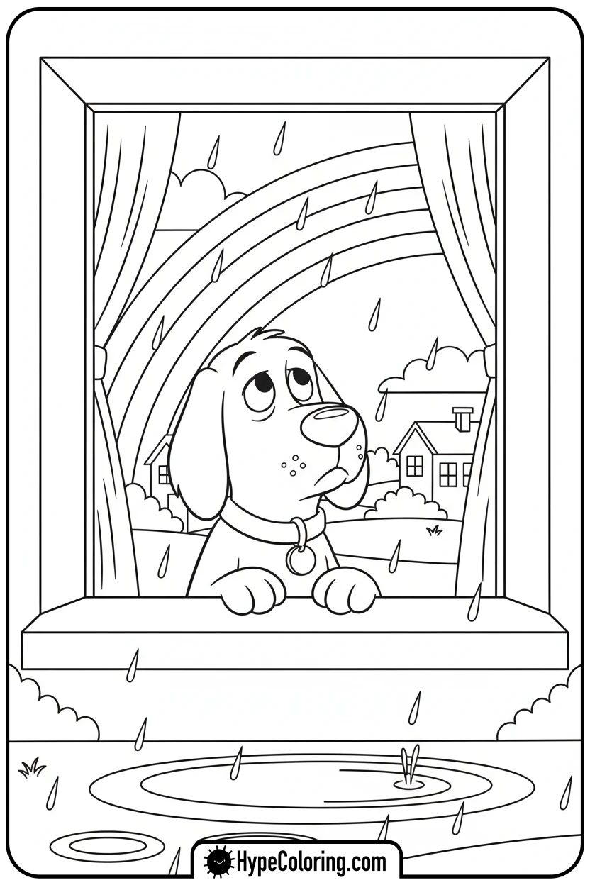 clifford-looking-at-a-rainbow - clifford the red dog coloring pages