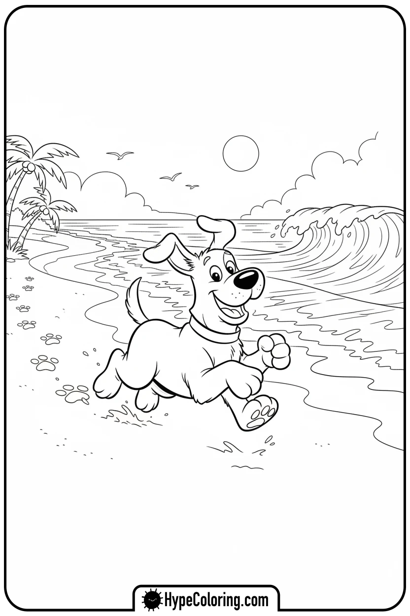 clifford-running-on-the-beach - clifford the red dog coloring pages