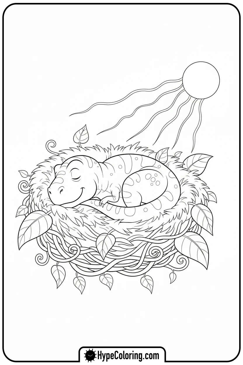 sleeping-t-rex-in-nest - t rex dinosaur coloring pages