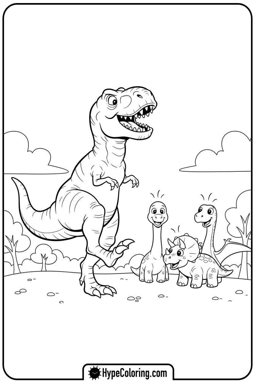 t-rex-doing-funny-dance - t rex dinosaur coloring pages