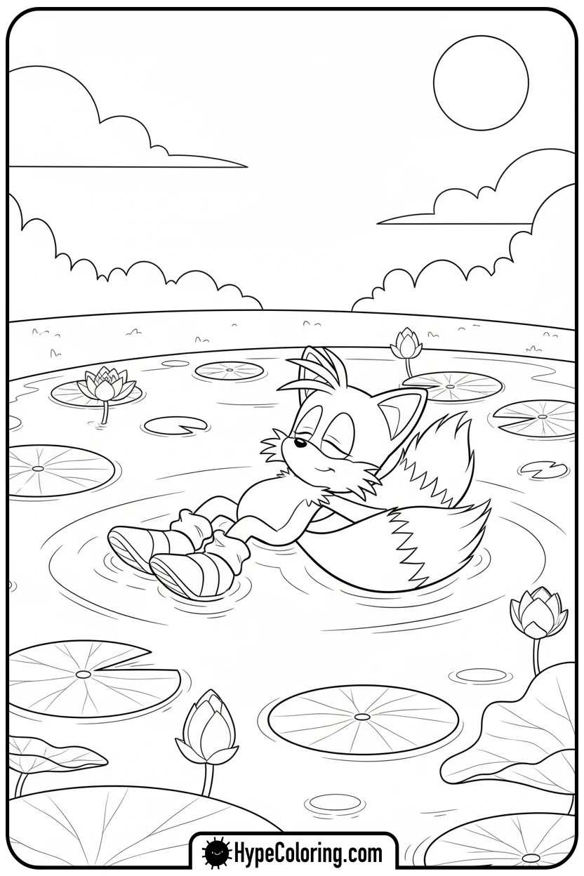 Click to download PDF tails-floating-on-pond - tails color page