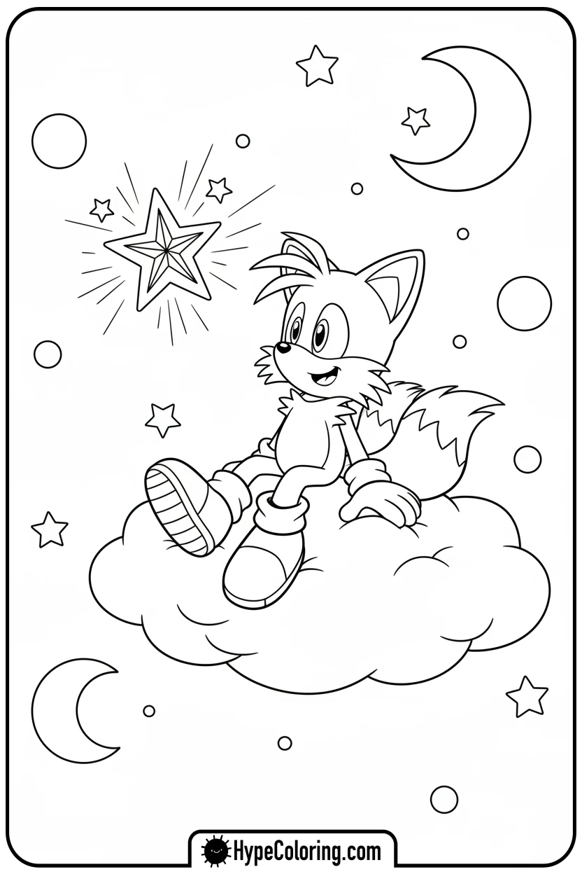 Click to download PDF tails-stargazing-on-cloud - tails color page