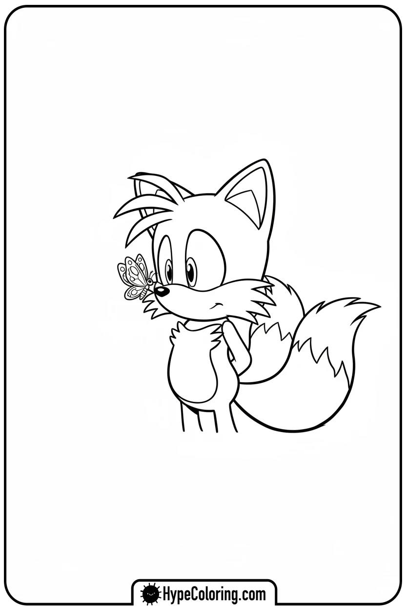 Click to download PDF tails-with-butterfly-on-nose - tails color page