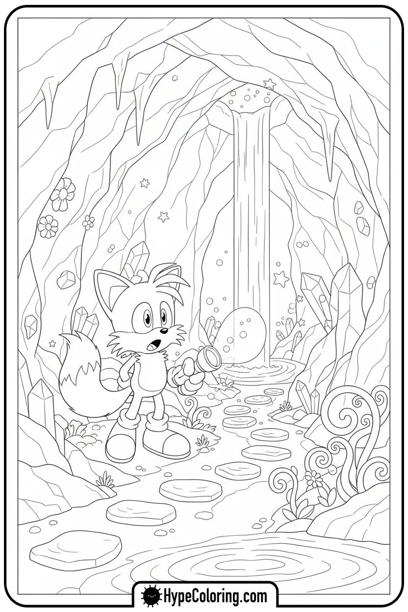 Click to download PDF tails-exploring-crystal-cave - tails color page