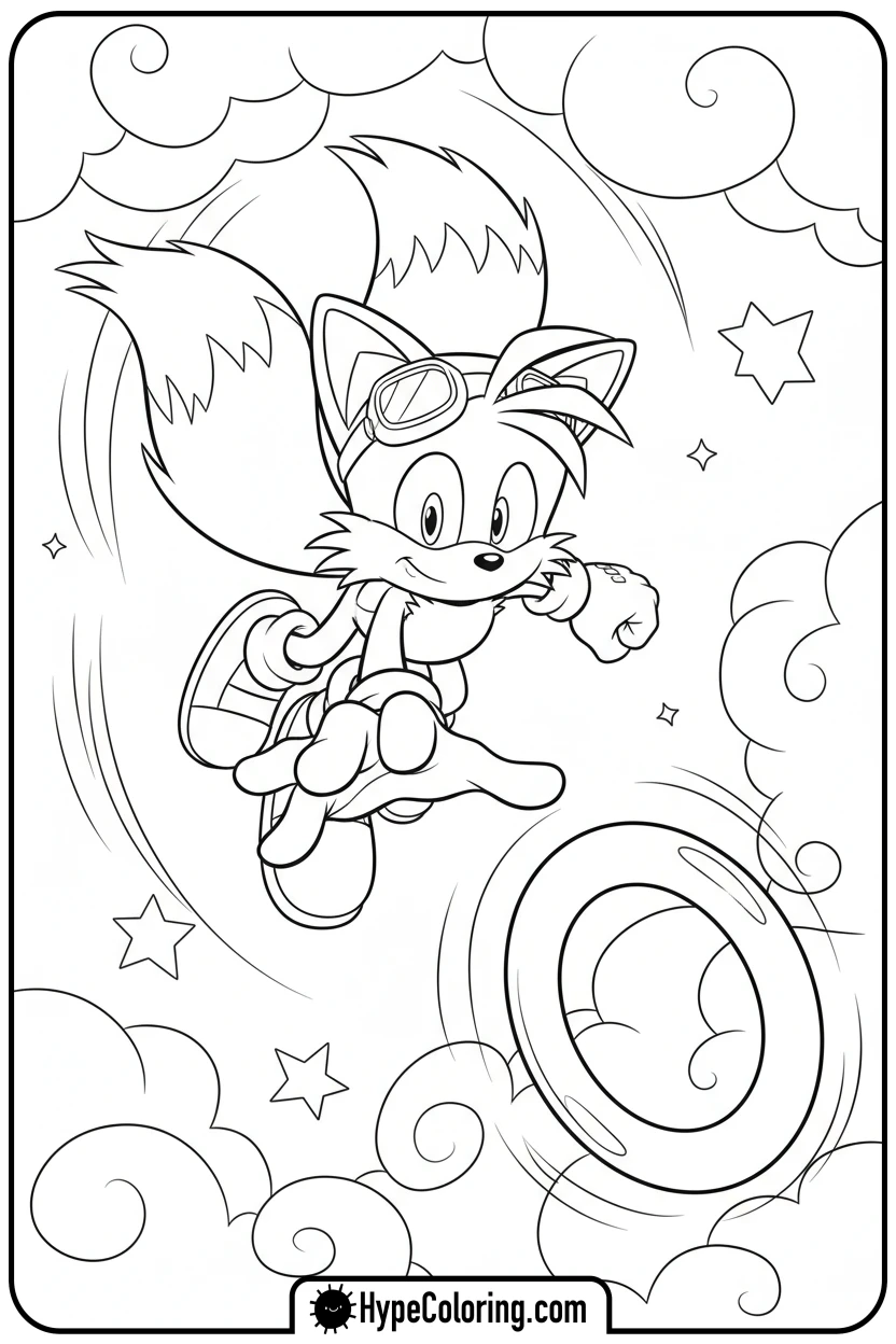 Click to download PDF tails-catching-a-ring - tails color page