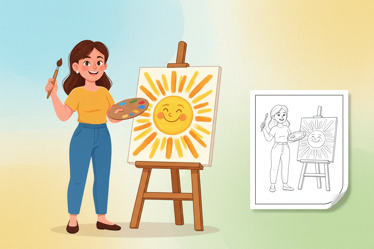 teacher-holding-a-paintbrush-and - teacher appreciation coloring page