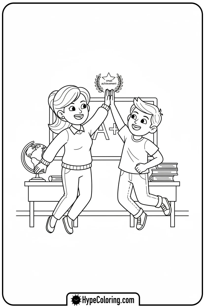 teacher-giving-high-five - teacher appreciation coloring page
