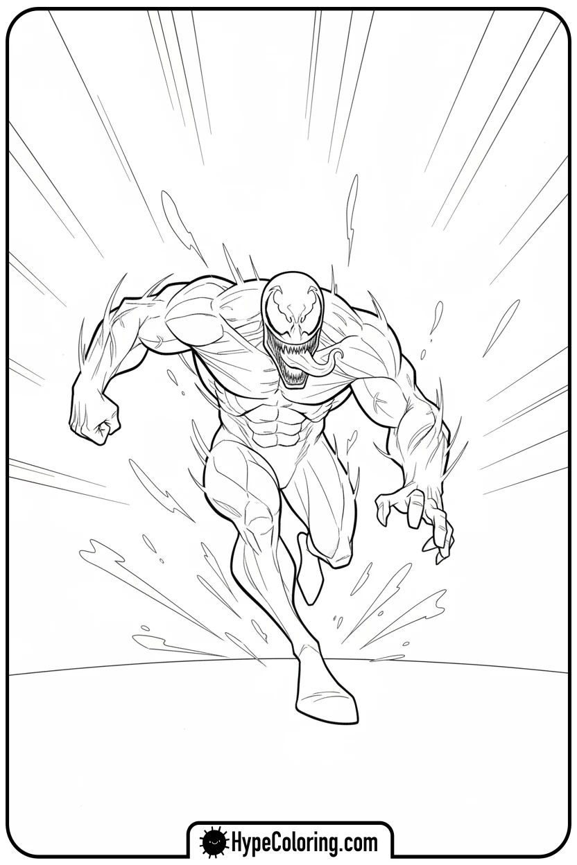 venom-running-fast - venom coloring page