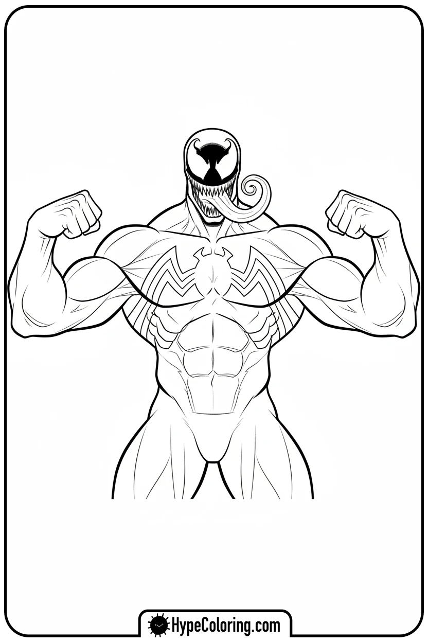 venom-flexing-muscles - venom coloring page