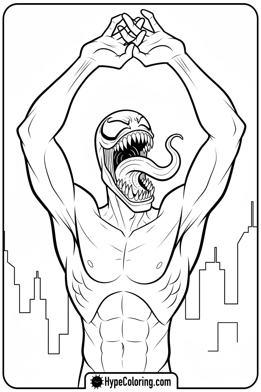 venom-stretching-and-yawning - venom coloring page