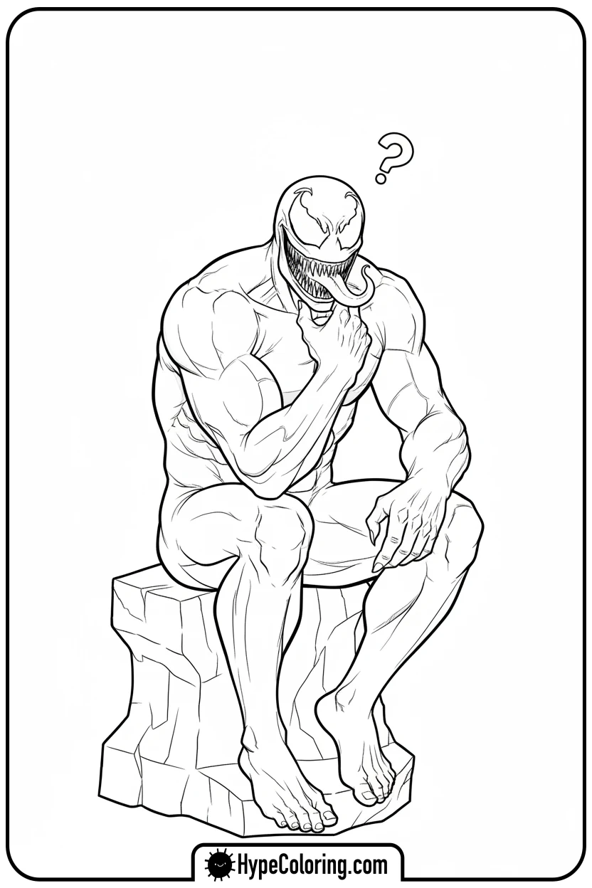venom-thinking-pose - venom coloring page