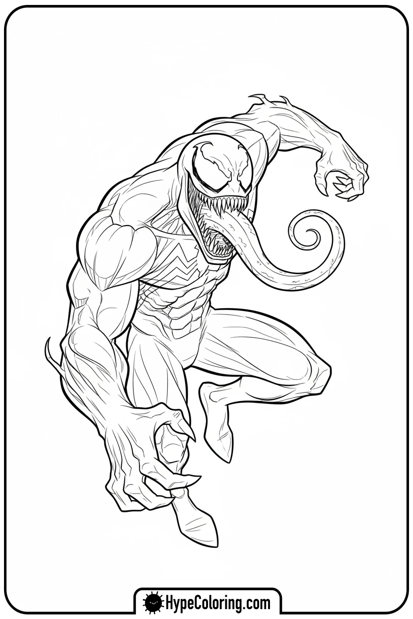 venom-s-long-tongue-out - venom coloring page