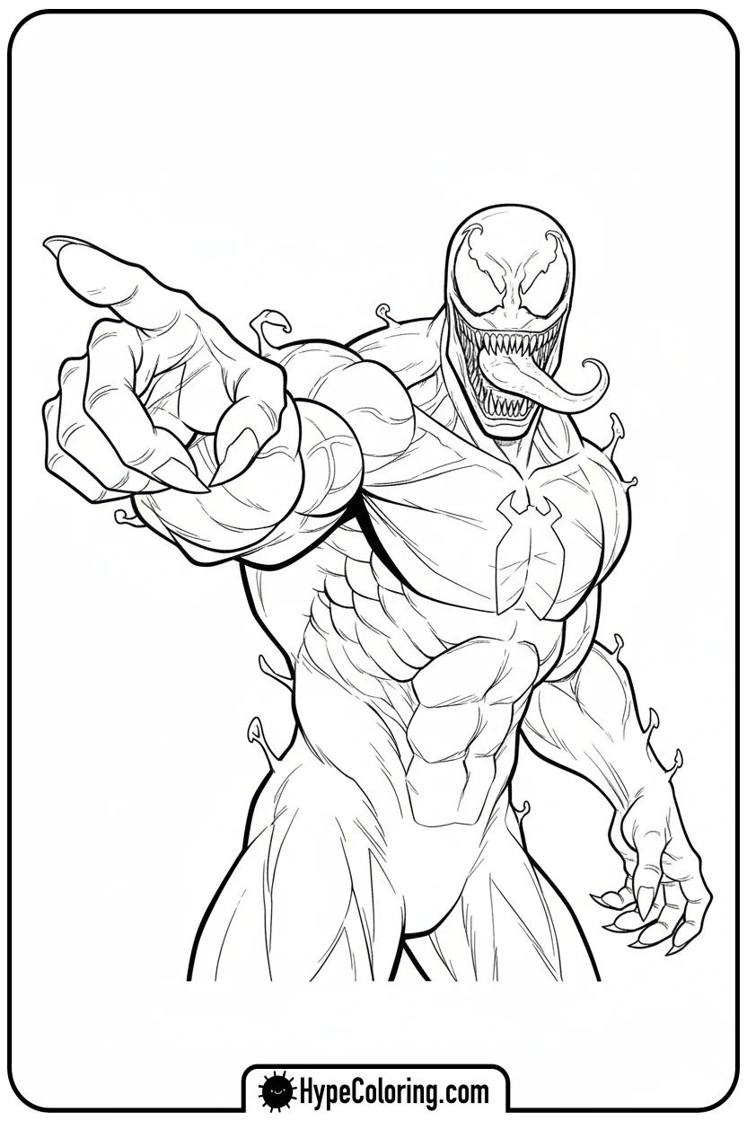venom-pointing-excitedly - venom coloring page