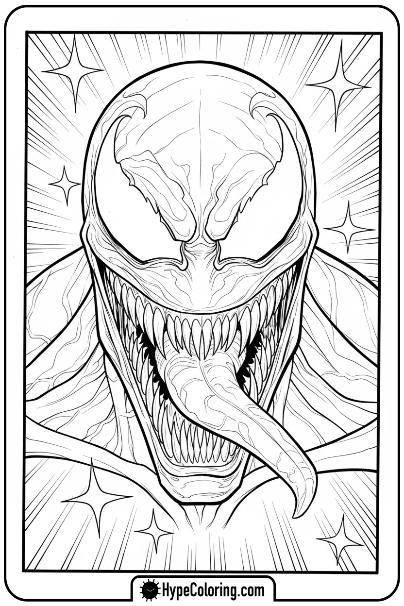venom-headshot-with-comic-background - venom coloring page