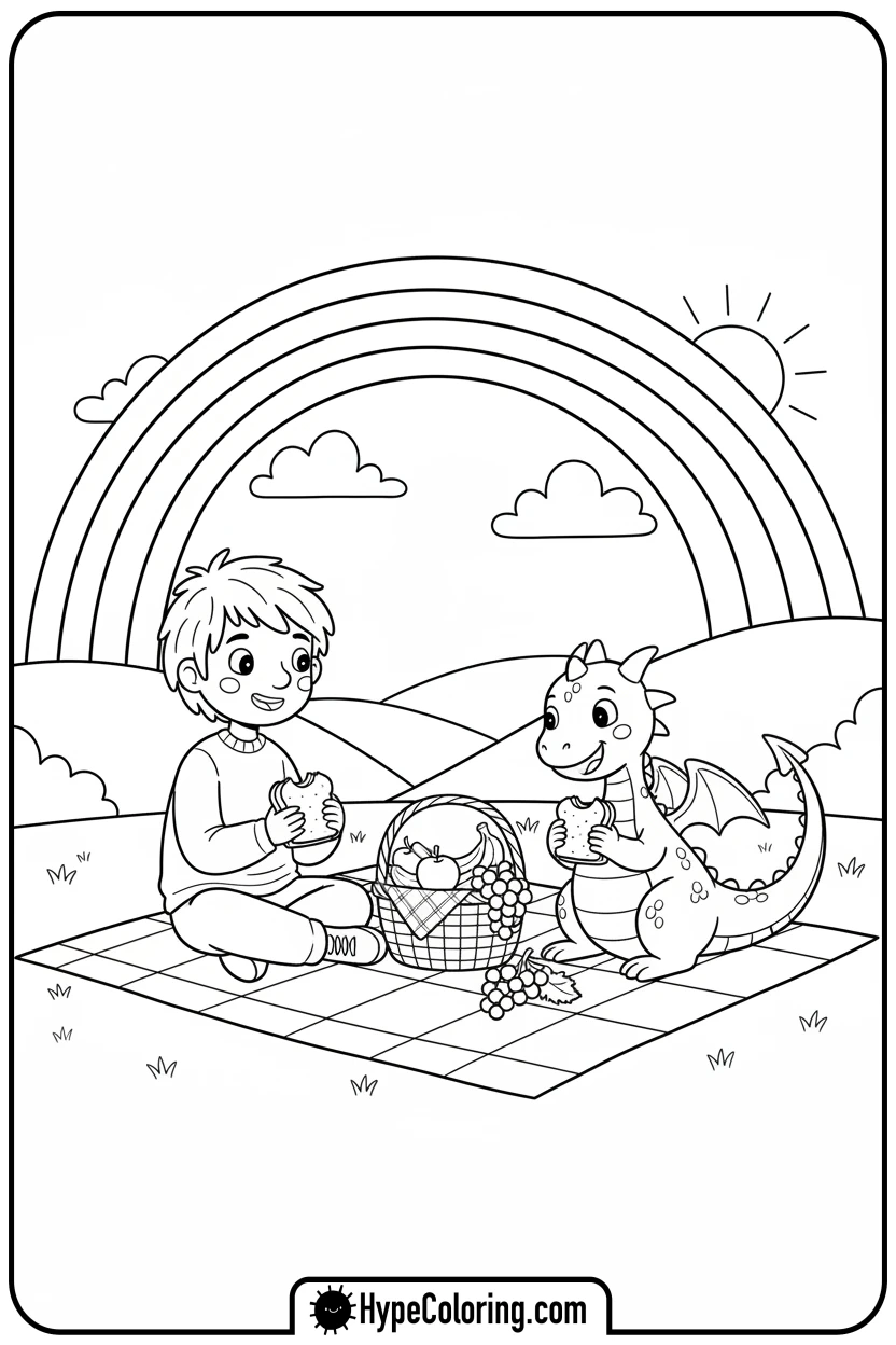 Click to download PDF willt-and-dragon-picnic - winnie the pooh color pages
