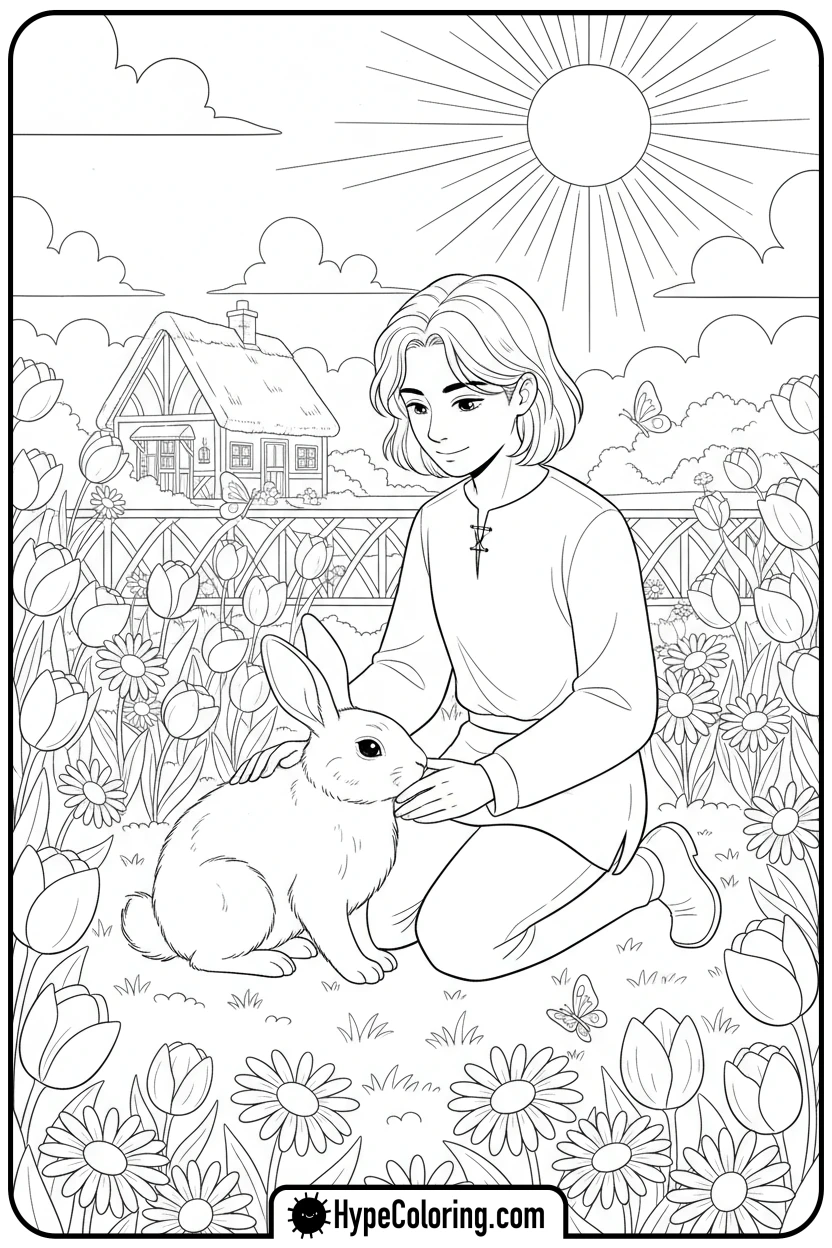 Click to download PDF willt-petting-bunny - winnie the pooh color pages