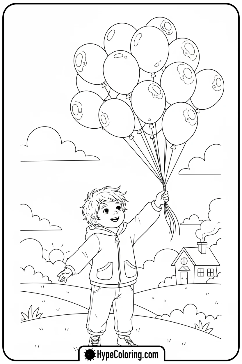 Click to download PDF willt-holding-balloons - winnie the pooh color pages