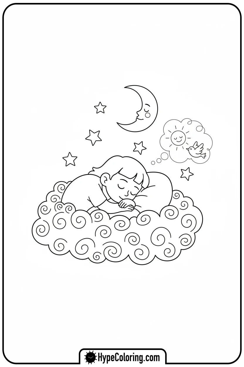 Click to download PDF willt-sleeping-on-cloud - winnie the pooh color pages