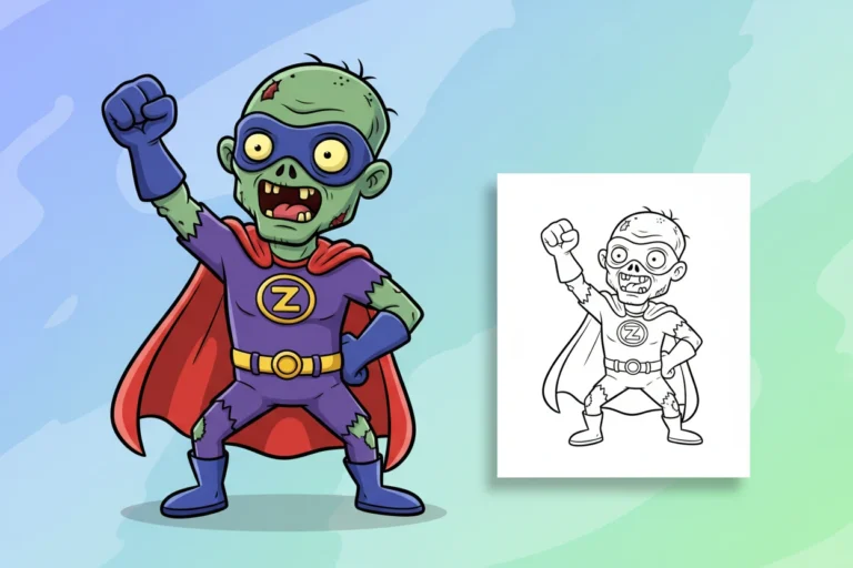 a-heroic-zombie-wearing-a - zombie coloring page