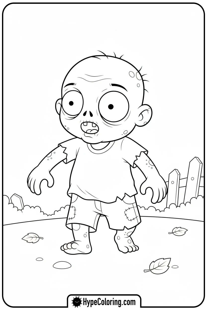friendly-zombie-shuffling - zombie coloring page