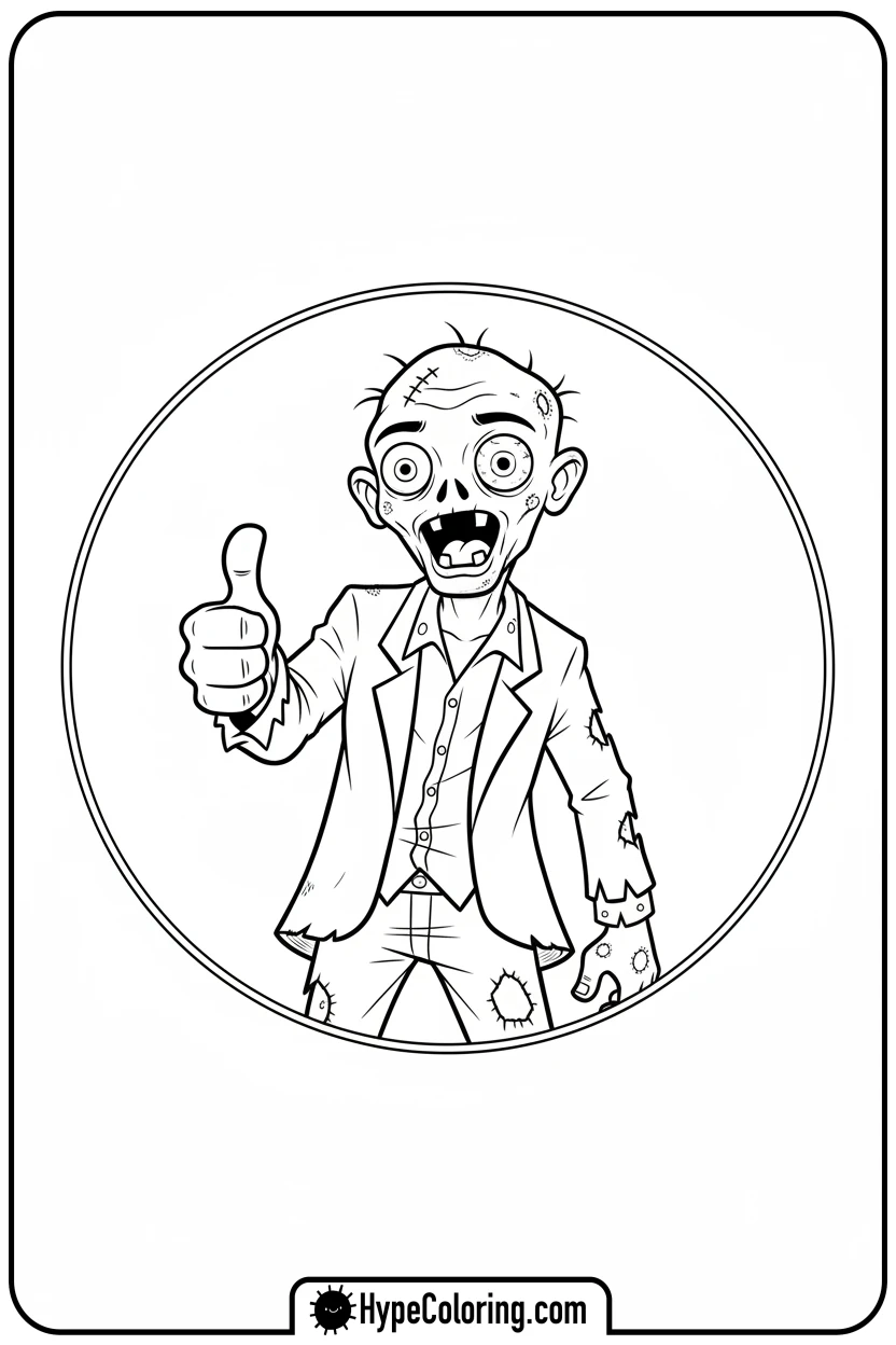 zombie-giving-thumbs-up - zombie coloring page