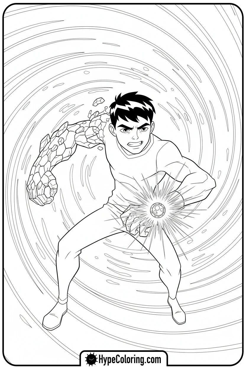 ben-transforming-with-glowing-omnitrix - ben ten coloring pages