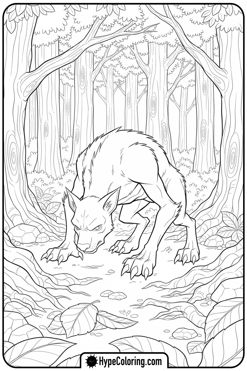 wildmutt-sniffing-in-forest - ben ten coloring pages