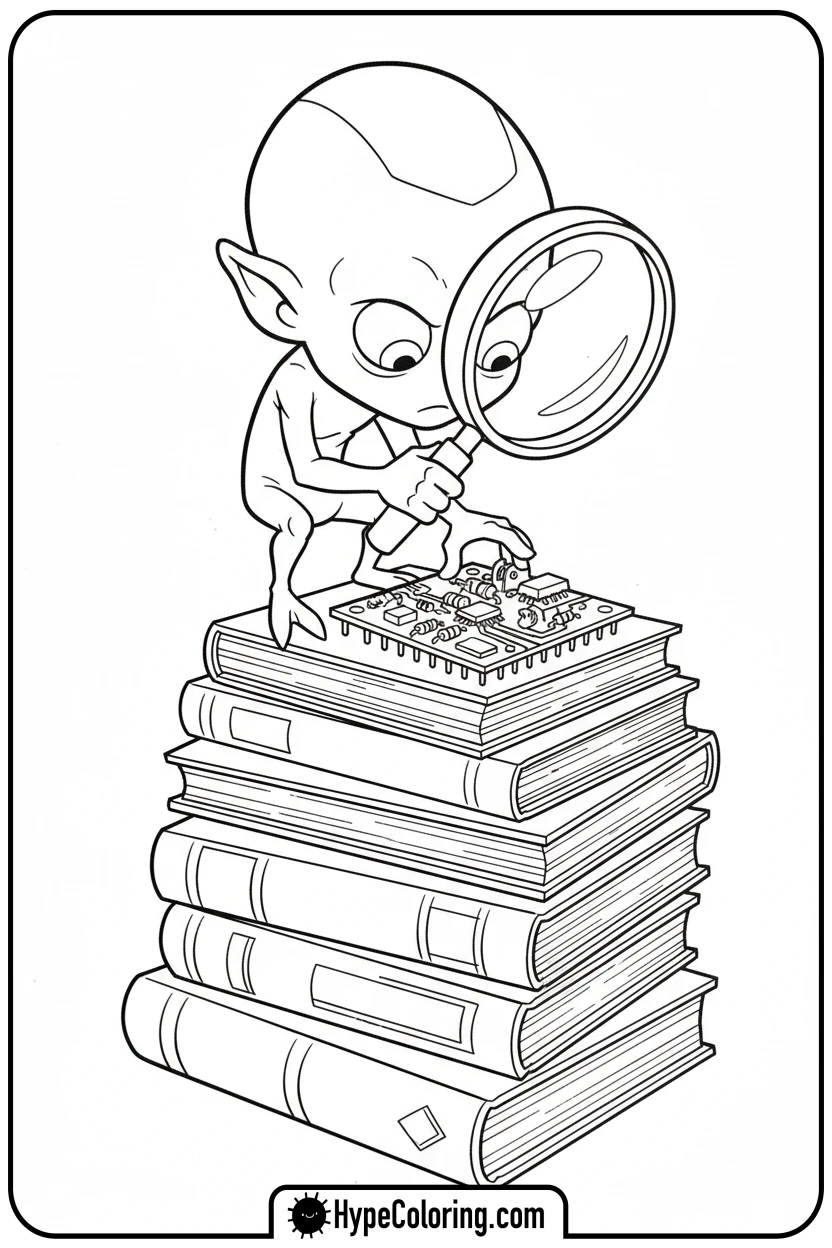 grey-matter-examining-circuit-board - ben ten coloring pages