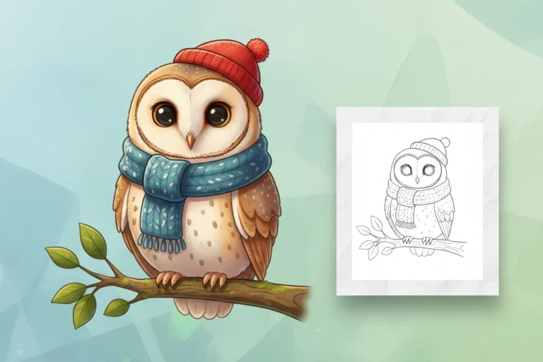 a-plump-friendly-owl-wearing - birds coloring page