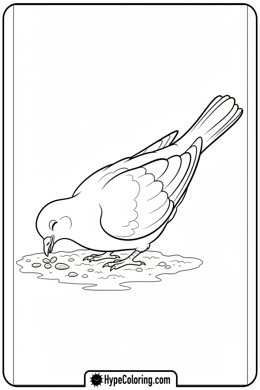 Click to download PDF dove-pecking-seeds - birds coloring page