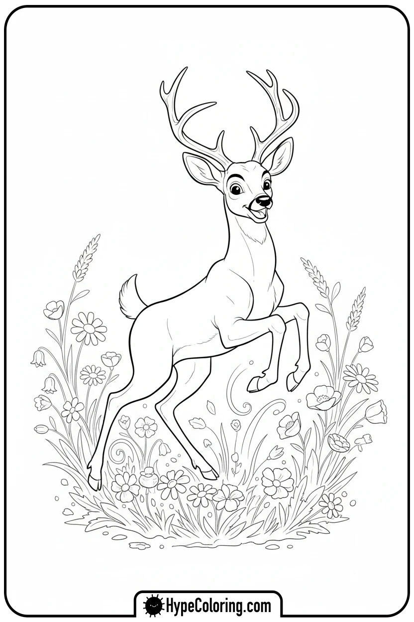 playful-buck-prancing - buck coloring pages