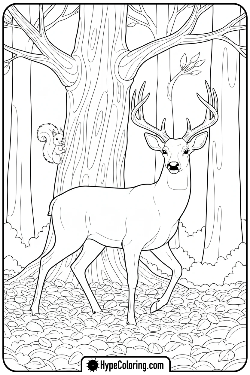 buck-in-autumn-leaves - buck coloring pages