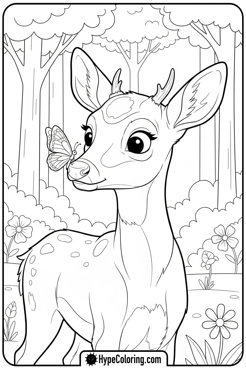 buck-with-butterfly-on-nose - buck coloring pages