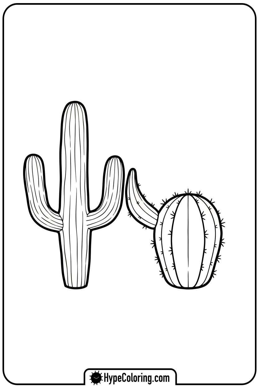 cacti-high-fiving - cactus coloring page